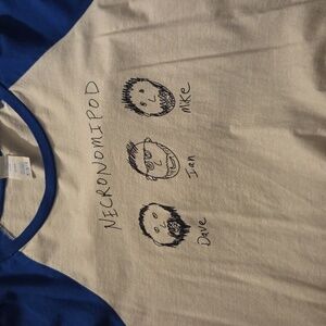 Port and Company Blue and White Long Sleeve Tee